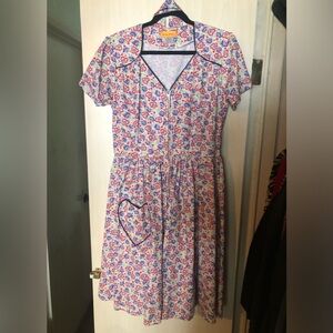 Bernie Dexter Francessca Hearts & Purple Flowers Print Dress 1X